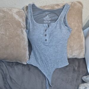 klassy network Gray Ribbed Bodysuit